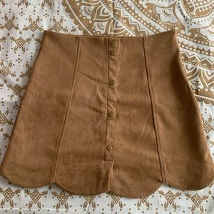 Soft, Faux-Suede Scalloped Mini Skirt
